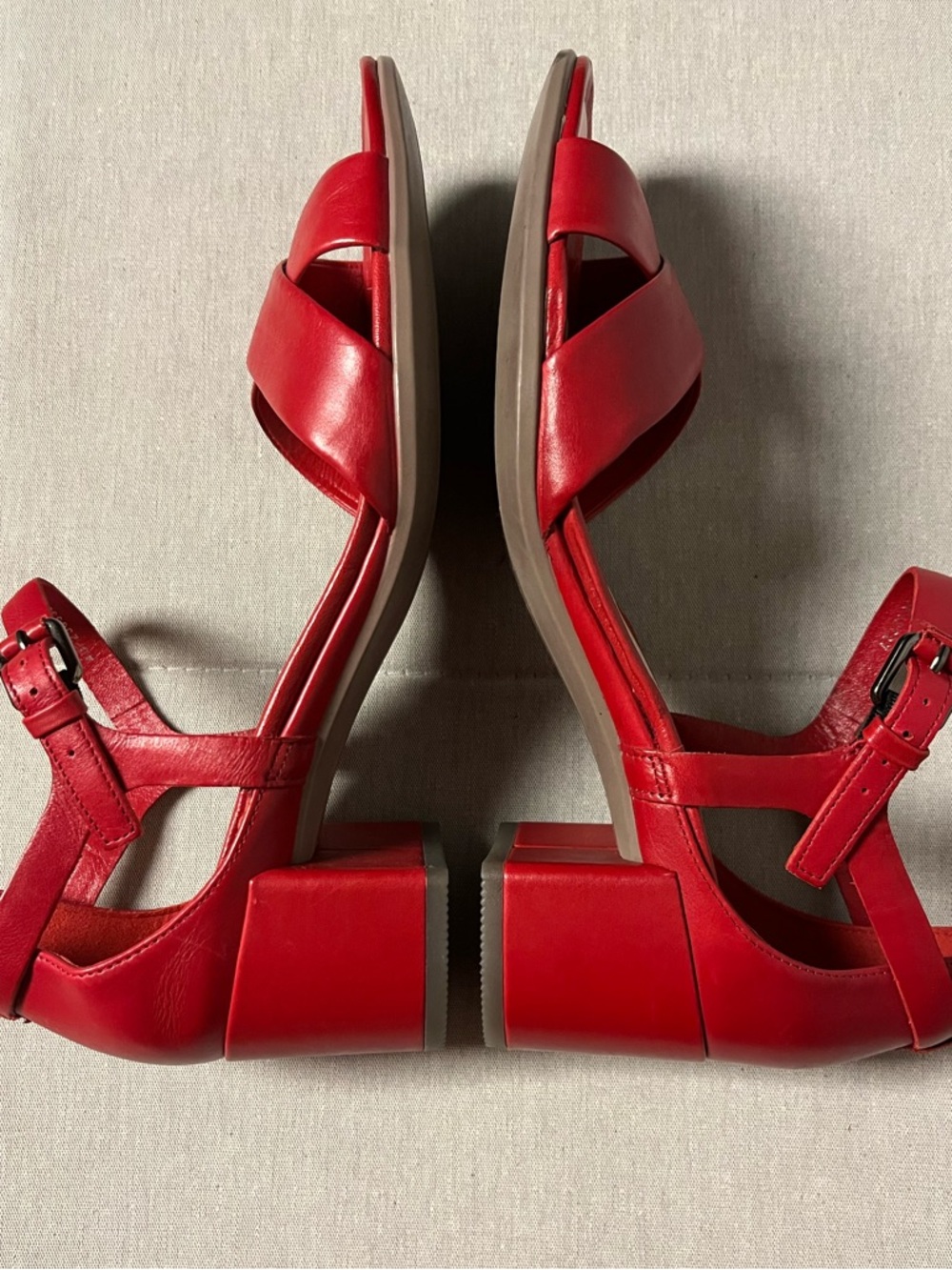 Ecco Women’s Red Leather Crossover Ankle-Strap Sandals - Picture 5 of 11